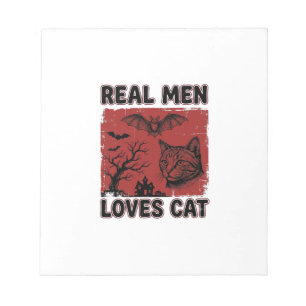 Bloco De Notas Homens de Verdade Amam Camiseta Vintage de Gato de