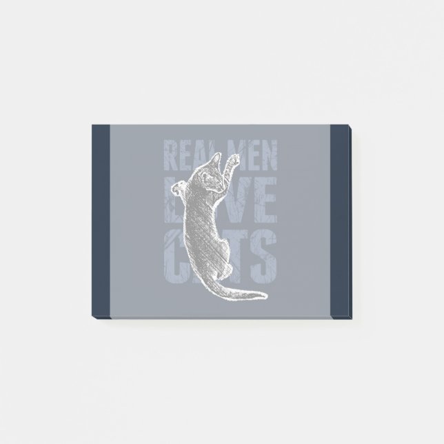 Bloco De Notas Homens Reais Adoram Gatos de Aço Azul (Frente)