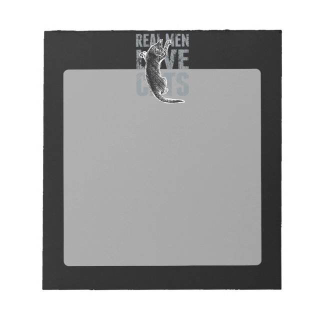 Bloco De Notas Homens Reais Adoram Gatos no Estilo Grunge em Pret (Frente)