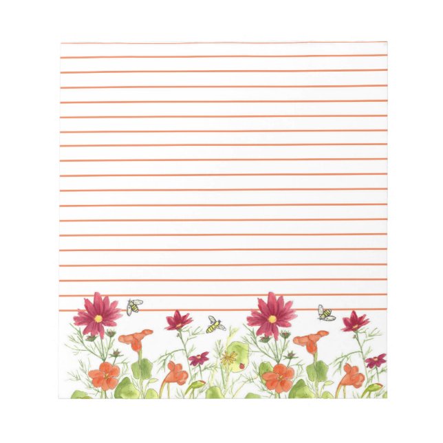 Bloco De Notas Honey Bee Orange Nasturtium Cosmos Links (Frente)