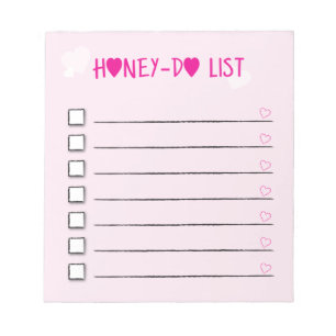 Bloco De Notas Honey Do List Pink Hearklist Wife Husband
