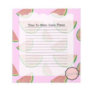 Bloco De Notas Hora de fazer alguns planos, melancia personalizáv