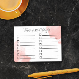 Bloco De Notas Hora de Trabalhar Lista de Tarefas em Aquarela Cor