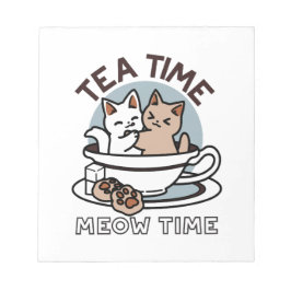 Bloco De Notas Hora do Tea Meow - Design de Gato e Chá