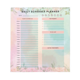 Bloco De Notas Horário Diário bonito dos Rosas de Pêssego e Verde