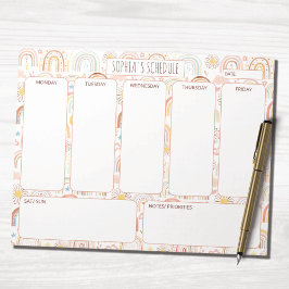 Bloco De Notas Horário Semanal do Abstrato do Arco Colorido Bonit