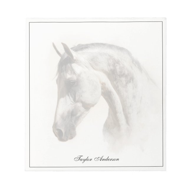 Bloco De Notas Horse Equestrian Lusitano Elegant Custom Name (Frente)
