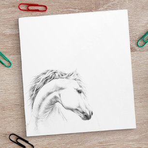 Bloco De Notas Horse portrait pencil drawing Equestrian art