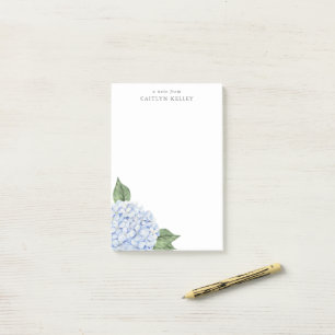 Bloco De Notas Hortênsia Azul Aquarela Personalizada
