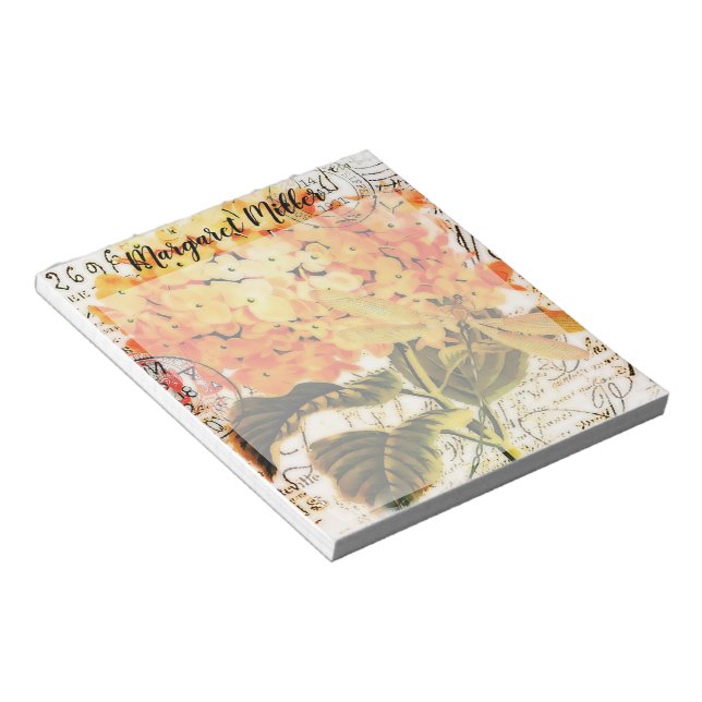 Bloco De Notas Hortênsia laranja personalizada (Inclinado)