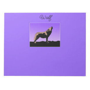 Bloco De Notas Howling Wolf at Sunset - Arte original sobre a vid
