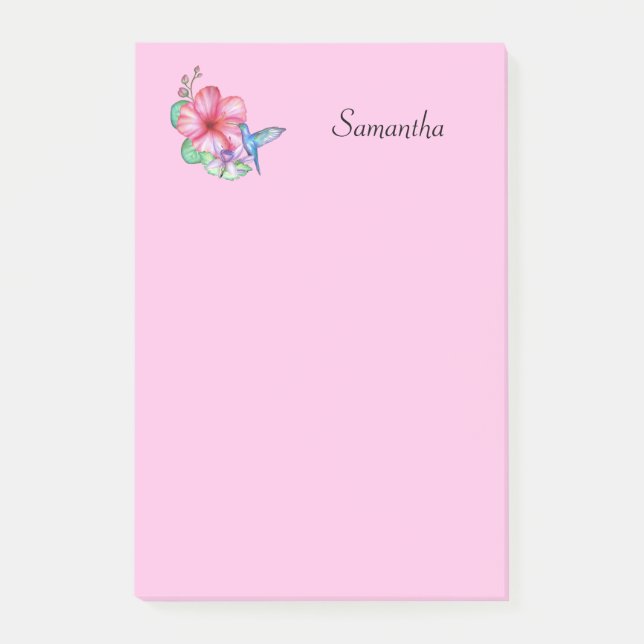 Bloco De Notas Humm-ave-Flor Tropical Personalizado (Frente)