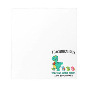 Bloco De Notas Humor de professor Teachersaurus com pequenos dino