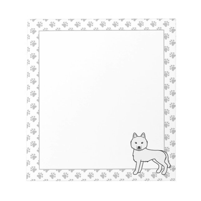 Bloco De Notas Husky Siberiano Branco Cachorro de Desenho Animado (Frente)