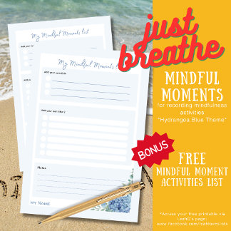 Bloco De Notas Hydrangea Floral 'Minhas Listas de Momentos Mindfu