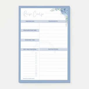Bloco De Notas Hydrangea Haven RECIPE Lista Modelo