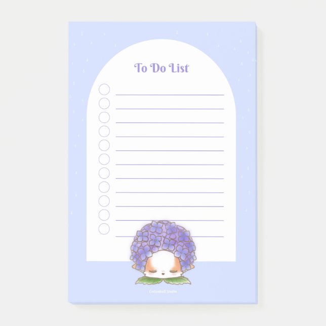 Bloco De Notas Hydrangea Mochi Rainy Days Purple Blue Flower (Frente)