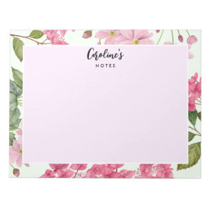 Bloco De Notas Hydrangea rosa com aquarela e anêmona japonesa