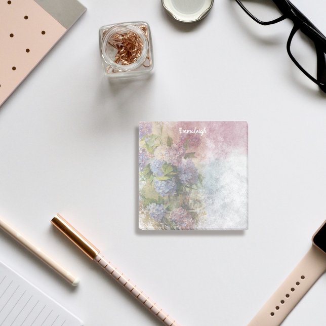 Bloco De Notas Hydrangea Watercolor Mix Monograma (Criador carregado)