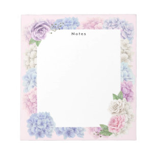 Bloco De Notas Hydrangeas Cor Azul-Rosa Personalizadas