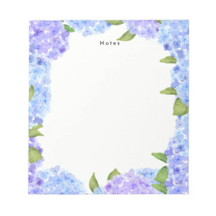 Bloco De Notas Hydrangeas Roxas de Cor Azul Personalizadas