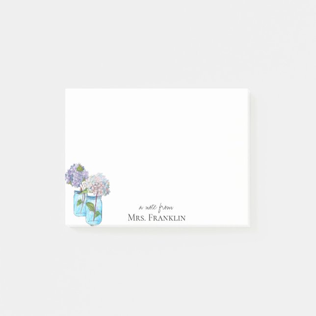 Bloco De Notas Hydrangeas Watercolor Personalizadas (Frente)