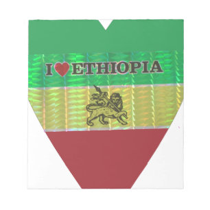Bloco De Notas I Love Heart Etiópia: Flag Art Motif