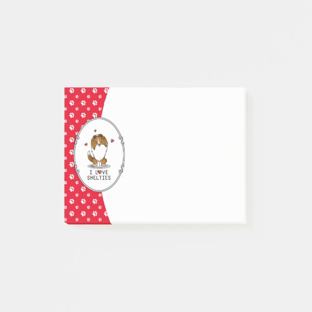 Bloco De Notas I Love Shels (sable 2) Shetland Sheepdog Cute (Frente)