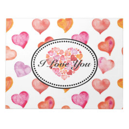 Bloco De Notas I Love You Watercolor Hearts