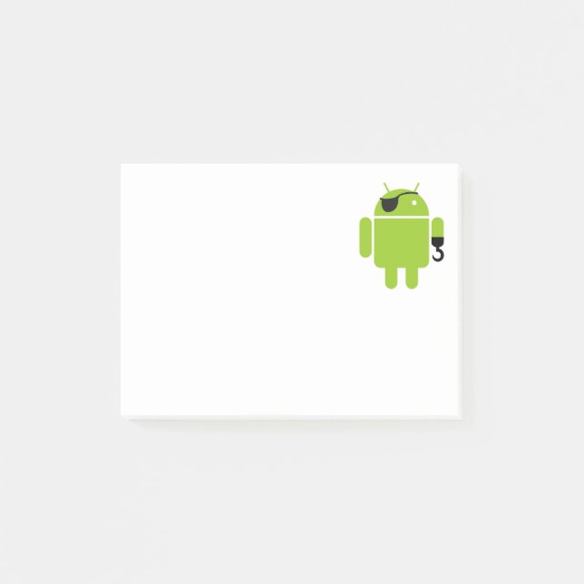 Bloco De Notas Ícone do robô do Android como um pirata (Frente)