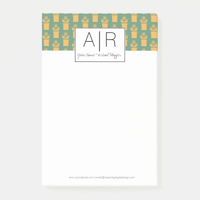 Bloco De Notas Ícone Floral Minimalista Inicial (Frente)