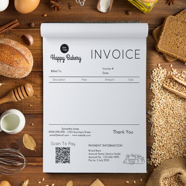 Bloco De Notas Ícones de Recebimento de Vendas de NFF para Pequen (Invoice Sales Receipt Small Business Bakery Icons Notepad)