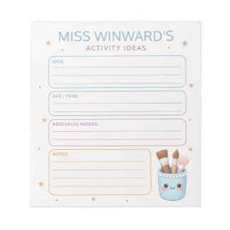 Bloco De Notas Ideias de Atividades Pastel Adoráveis Planificador