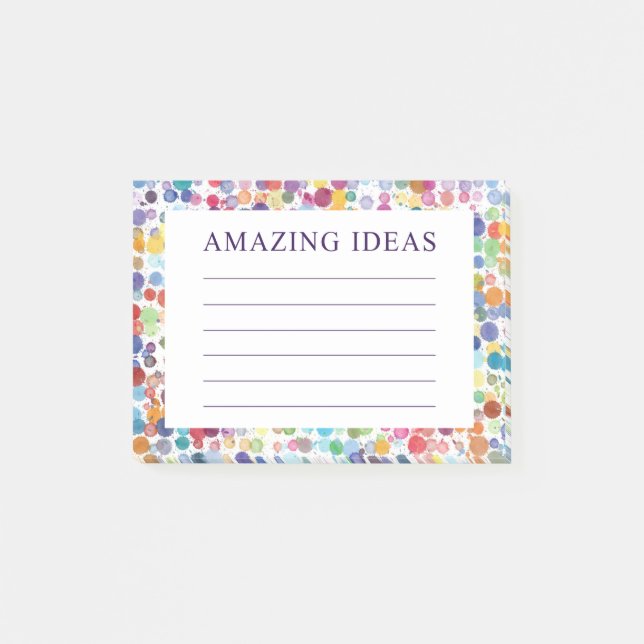 Bloco De Notas Ideias incríveis de pontos de aquarela (Frente)