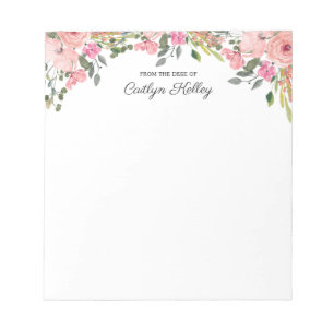 Bloco De Notas II floral cor-de-rosa da mesa de, personalizada
