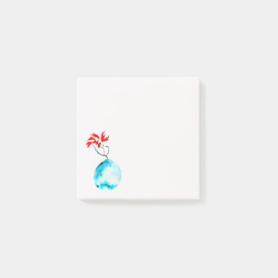 Bloco De Notas Ikebana aquarela vase azul