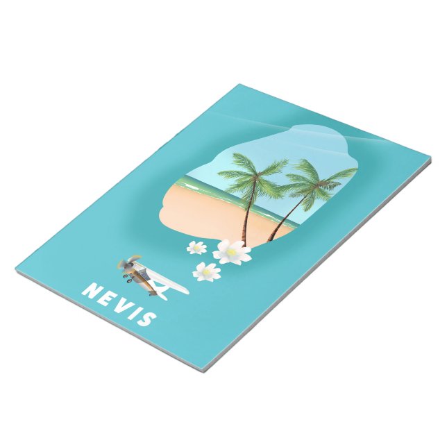 Bloco De Notas Ilha caribenha de Nevis Mapa ilustrado. (Inclinado)