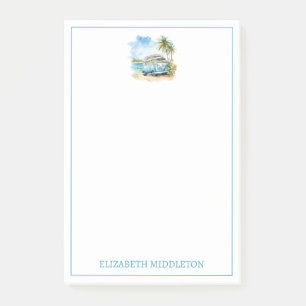 Bloco De Notas Ilha Tropical Retro Blue Bus