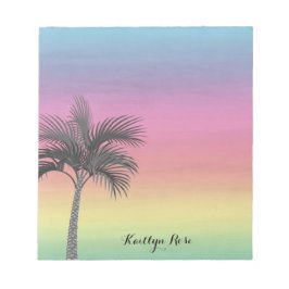 Bloco De Notas Ilha Tropical Sunset | Árvore Palm Personalizada