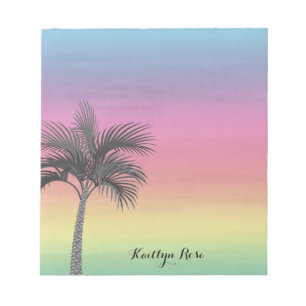 Bloco De Notas Ilha Tropical Sunset   Árvore Palm Personalizada
