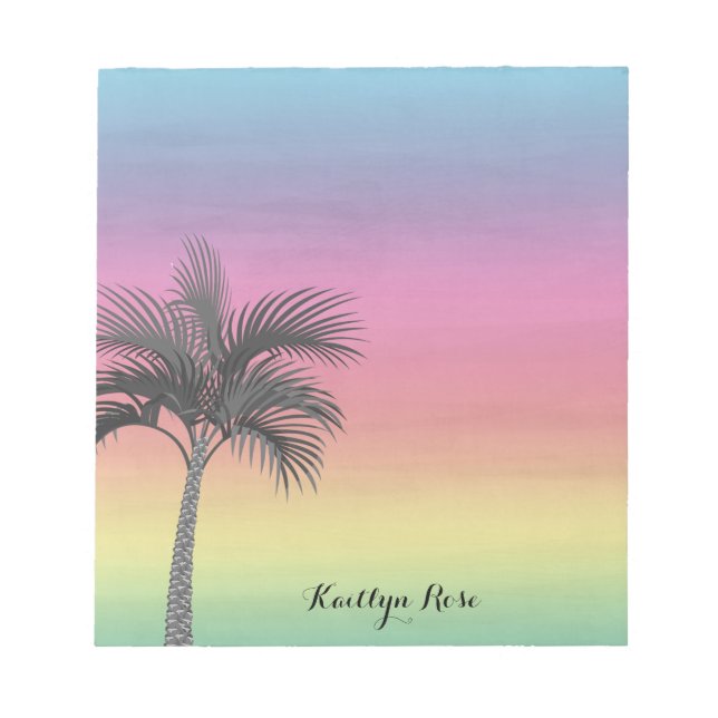 Bloco De Notas Ilha Tropical Sunset | Árvore Palm Personalizada (Frente)
