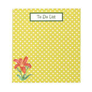 Bloco De Notas Ilustração Botânica de Lily Laranja Laranja Aqu