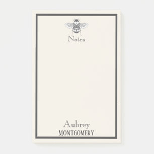 Bloco De Notas Ilustração   da abelha do vintage personalizado