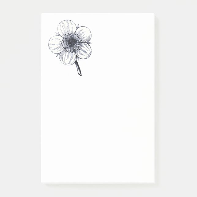 Bloco De Notas Ilustração da flor da safra. (Frente)