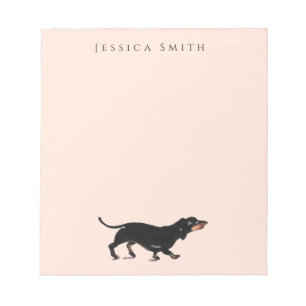 Bloco De Notas Ilustração Dachshund a Rosa