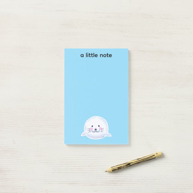 Bloco De Notas Ilustração de Bebê Foca Fofa e Felpuda (Na mesa)