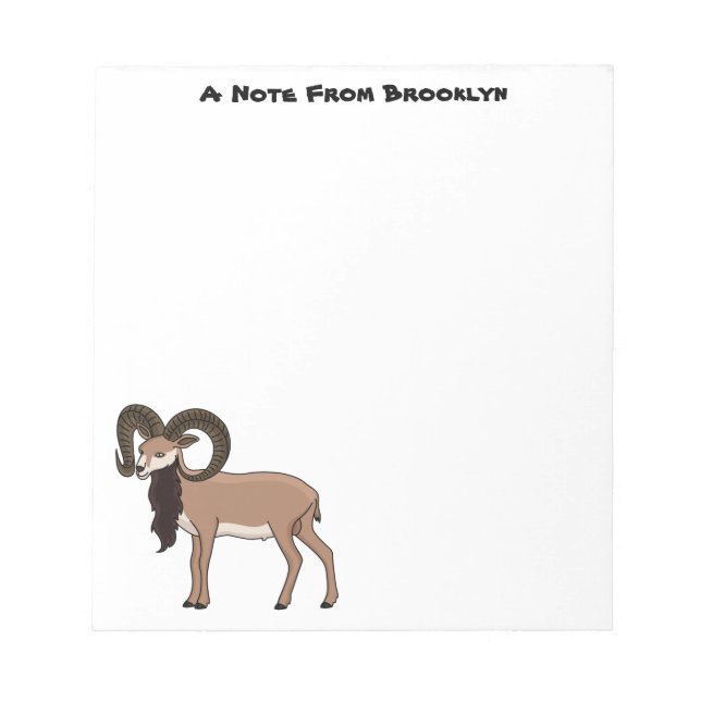 Bloco De Notas Ilustração de cabra Mouflon (Frente)