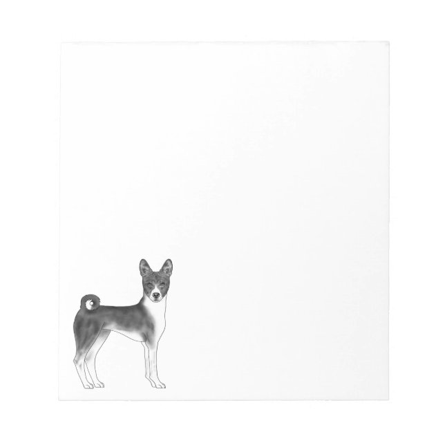 Bloco De Notas Ilustração de cachorro Basenji fofo em preto e bra (Frente)