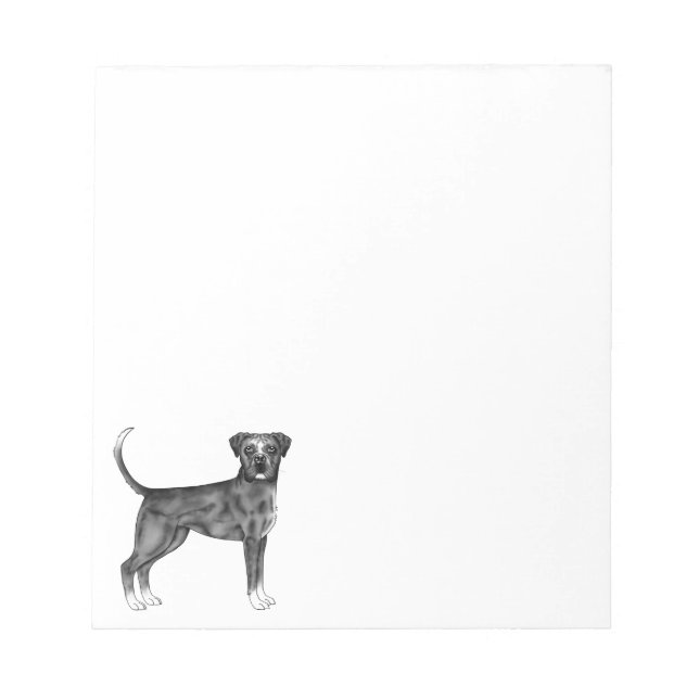 Bloco De Notas Ilustração de Cachorro Boxer Alemão em Preto e Bra (Frente)