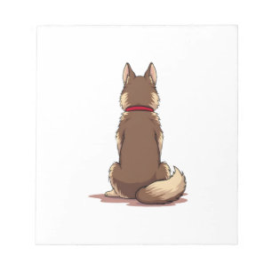 Bloco De Notas Ilustração de cachorro Husky vista traseira vintag